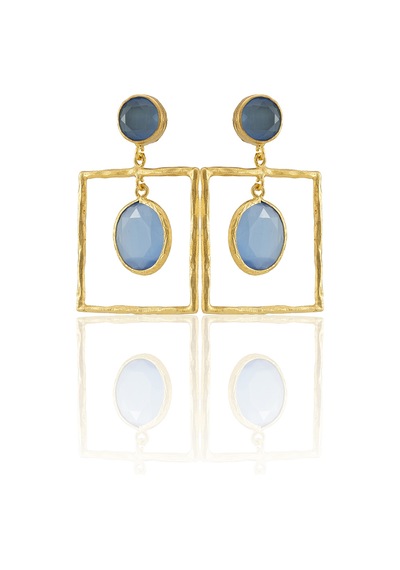 Kadir Jewellery 22 Ayar Altın Kaplama Kadın Sallantılı Küpe -el İşçiliği Ve Hipoalerjenik Küpe-e85 Buz Mavisi