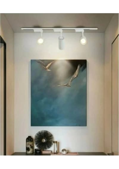 Led 3 Adet 30 W Led Ray Spot Vitrin Mağaza Armatürü 1m Raylı Beyaz Kasa Gün Işığı Işıklı Spot