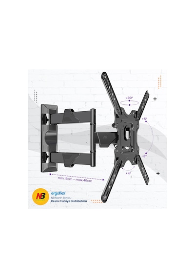 Nb Ergonomic Nb P4 Ultra Ince 32-55inch Hareketli Tv Askı Aparatı