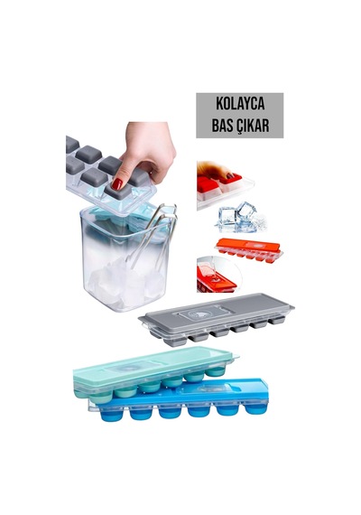 12'li Buz Kalıbı Buzluk Yapışmaz Bas Çıkar Parmak Buz Kalıbı- Buzluk 1 Adet Plastik Diğer