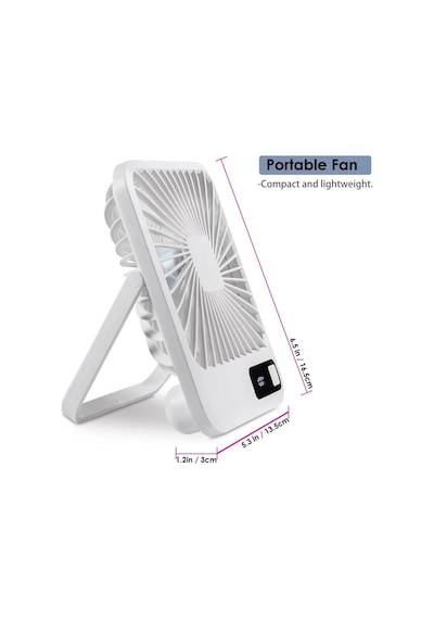 Masaüstü Şarjlı Fan 5 Hız Kademeli Ultra Ince Led Şarj Göstergeli Asılabilir Vantilatör Serinletici Mini Klima