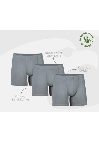 6 Adet Şahin Erkek Bambu Boxer 70059 Gri