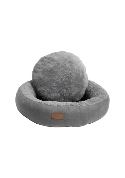 Peluş Minderli Küçük Ve Orta Irk Kedi Köpek Yatağı 62x65 Cm - Gri