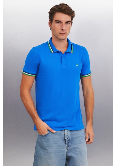 Grımelange XANDER Erkek Saks Mavi Polo Yaka T-shirt