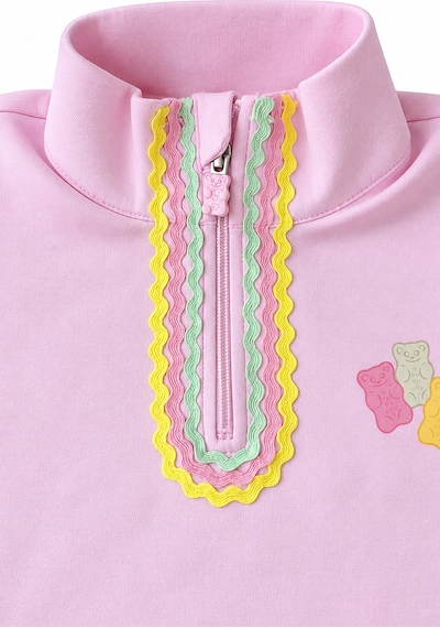 Haribo Harıbo Yarım Fermuarlı Dik Yaka Kız Çocuk Sweatshırt Pembe