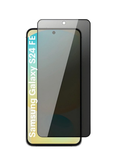 Samsung Galaxy S24 Fe Uyumlu Tam Kaplayan Hayalet Cam Siyah Karartma Ekran Koruyucu Cam Anti-static