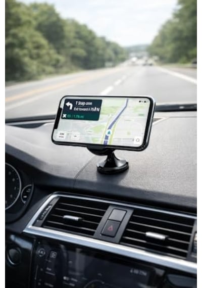 Busstier Mıknatıslı Araç İçi Telefon Tutucu 360 Derece Döner Manyetik Telefon Tutacağı Yapışkanlı Torpido Panel Montaj Güçlü Mıknatıs Titreşimde Sabit Tek Elle Kullanım Navigasyon İçin Universal Akıll