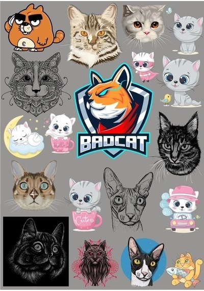 Kediler Sticker Set 14 Parça Telefon, Tablet, Defter, Laptop Sticker