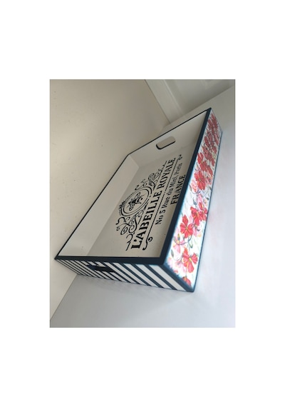 Sunum Servis Tepsisi Büyük Boy Ahşap Tepsi Vintage Bohem Mavi - 144702255 Mavi