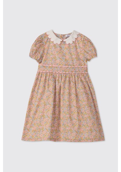 Panço Liberty Kumaş Çiçek Desenli Kız Bebek Elbise 5611gb26007 Pembe