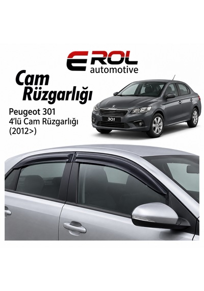 Peugeot 301 2012 4'lü Mugen Cam Rüzgarlığı Siyah