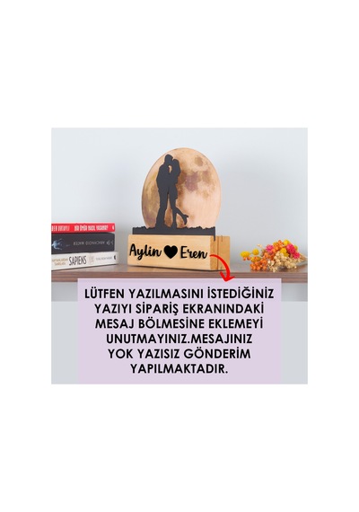 Led Işıklı Pleksi Dolunay Kişiselleştirilebilir Biblo Ametist Öpüşen Sevgili Anahtar Askılığı Sarı - 737347088 Sarı