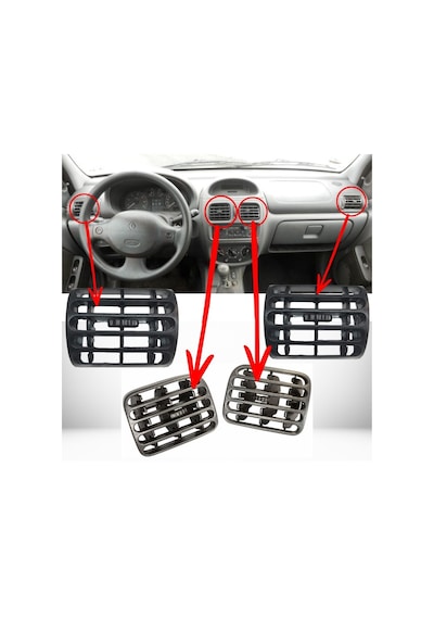 Renault Clio 2 Havalandırma Izgarası Sağ Sol Orta Yan Dörtlü Set
