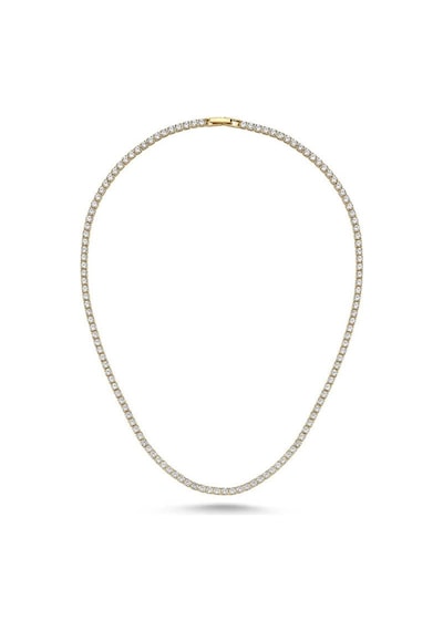 3mm 14k Rengi Su Yolu Kolye Beyaz