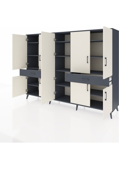 Hyperion Dolap 12 Raflı 2 Çekmeceli 8 Kapaklı 220x44x163 Antrasit Antrasit-aytaşı/antrasit Hyperion Dolap 12 Raflı 2 Çekmeceli 8 Kapaklı 220x44x163 Antrasit Antrasit-aytaşı/antrasit