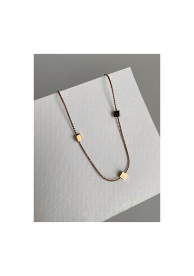 Çelik Rose Gold Küp Zincir Lavella Kolye -kararma Yapmaz- Pembe