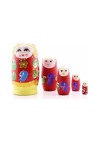 Ahşap Tombul Iç Içe Matruşka Bebek Kırmızı Set 5Li Büyük Boy (548382339)
