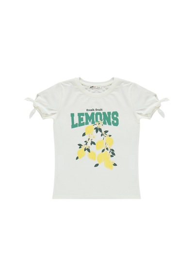 Civil Girls Limon Baskılı 6-9 Yaş Takım - Kırık Beyaz-sarı