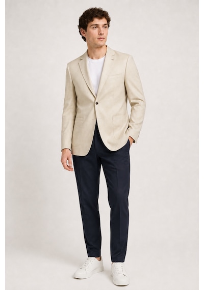 Bihan Store Erkek Keten Karışımlı Torba Cepli Sivri Yaka Blazer Ceket 6 Drop 1967-bej