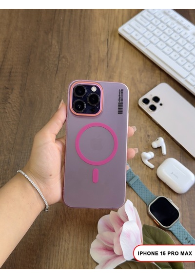 Apple iPhone 15 Pro Max Magsafe Uyumlu Mat Sert Klein Kılıf Pembe
