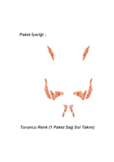 Cfmoto 250nk Orta Tattoo Desen Dövme Sticker Set Sağ Ve Sol Yeni Kasa Uyumlu Turuncu
