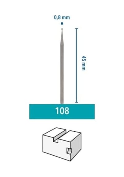 108 Gravür Kesici, En Küçük Boy Silindir Uçlu, 0,8 Mm 3'lü