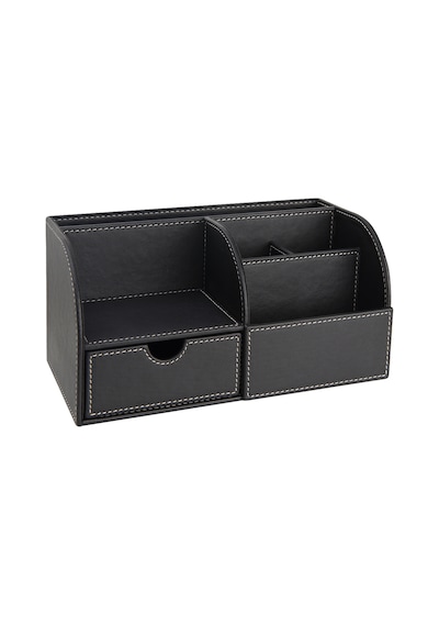Masa Üstü Düzenleyici,kalemlik,kumandalık,küpbloknotluk,tabletlik,kitaplık,6 Gözlü,çekmeceli,desktop Organizer,vegan,24,5 13 12 Siyah
