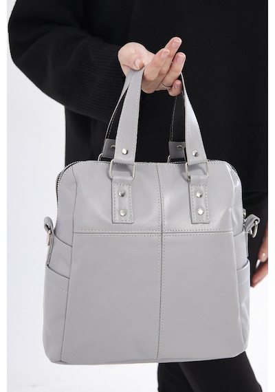 Derinss Leather Derinss Dkb0049 Hakiki Deri Gri Kadın El Ve Omuz Çantası 001