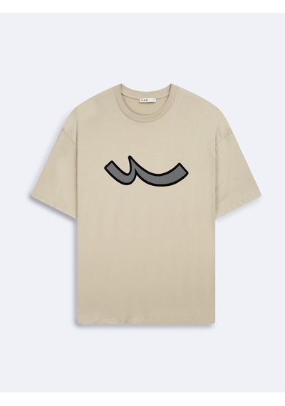 LTB Relaxed Fit Sign Baskılı Bej T-shırt