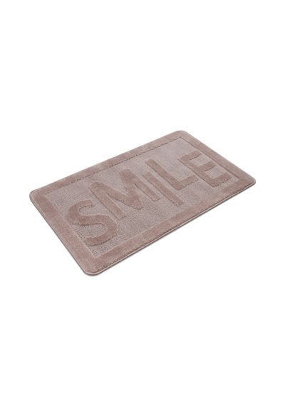 Doğal Kaymaz Taban Banyo Paspas Uzun Ömürlü Yumuşak Dokulu Su Emici Yıkanabilir Smile 60x100 Vizon