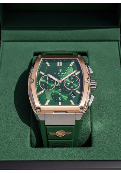 Hislon Yeşil Silikon Kordon Erkek Kol Saati Ms151t-15yr Rose Gold - Gümüş