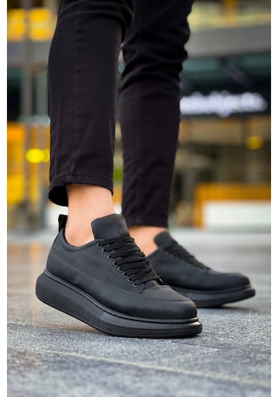 Mevese Lexa Cilt Deri Erkek Günlük Sneaker Ayakkabı - Siyah Siyah