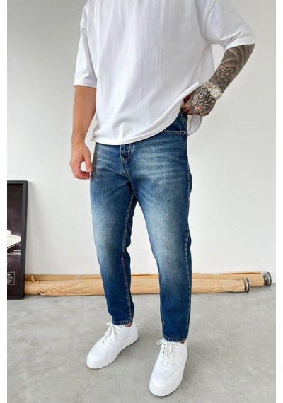 Koyu Mavi Soft Degrade Boyfriend Pantolon
