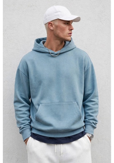 Barrels And Oıl Erkek Kapüşonlu Kanguru Cepli Sweatshirt - Mavi S.mavi S.mavi