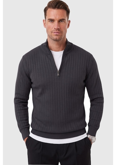 Deepsea Erkek Slim Fit Tüylenmeyen Füme Çizgi Dokulu Triko Kazak Fermuarlı Dik Yaka Esnek 2708504 Deepsea Erkek Slim Fit Tüylenmeyen Füme Çizgi Dokulu Triko Kazak Fermuarlı Dik Yaka Esnek 2708504