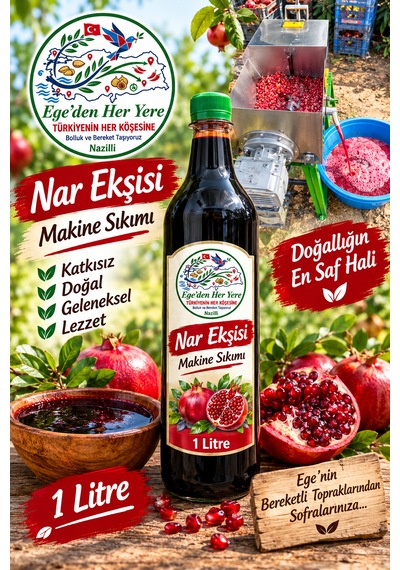 Egeden Her Yere Nar Ekşisi Makine Sıkımı Doğal Katkısız 1 Kg
