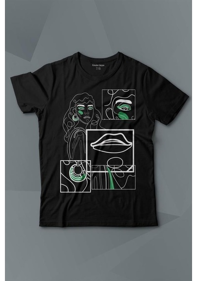 Kendim Seçtim Line Art Kadın Çizim Minimal Baskılı Tişört Çocuk T-shirt 001