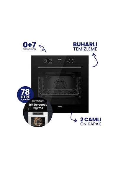 Flowart Digital 5 Gözlü QBL63CS+BL135+D086-SA Siyah Cam 5 Gözlü Ankastre Set