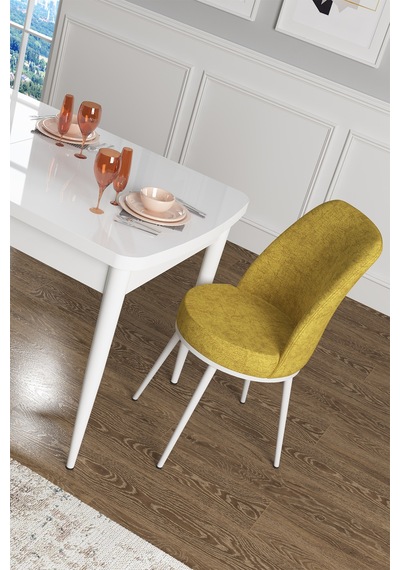 Canisa Concept Zen Serisi 80x132 Mdf Açılabilir Beyaz Mutfak Masası Takımı Ve 6 Hardal Sandalye Beyaz&hardal Takım Canisa Concept Zen Serisi 80x132 Mdf Açılabilir Beyaz Mutfak Masası Takımı Ve 6 Hardal Sandalye Beyaz&hardal Takım