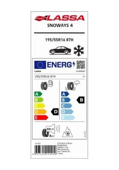 Lassa 195/55R16 87H Snoways 4 2025 Kış Lastiği 2025