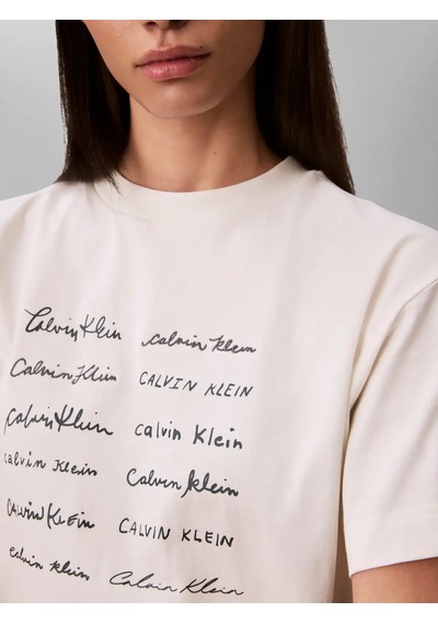 Calvin Klein Ss Cropped Boxy Grap, Yas, Xxs Krem Kadın T-shirt