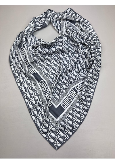 Şalcı Eşarp Dior İthal Twil İpek Eşarp 90x90 Gri