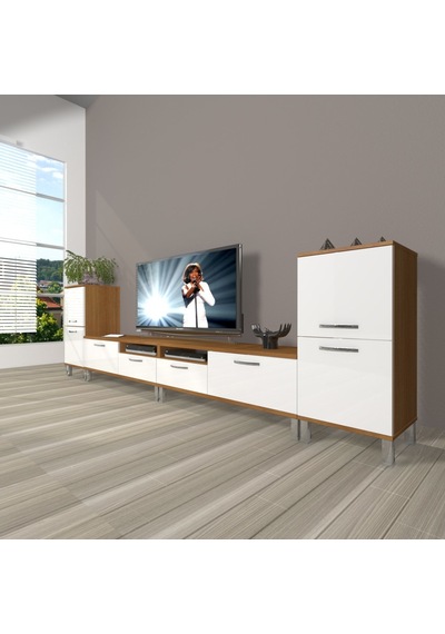 Decoraktiv Eko 9220 Slm Krom Ayaklı Tv Ünitesi Tv Sehpası - Ceviz Beyaz Ahşap - Beyaz Decoraktiv Eko 9220 Slm Krom Ayaklı Tv Ünitesi Tv Sehpası - Ceviz Beyaz Ahşap - Beyaz