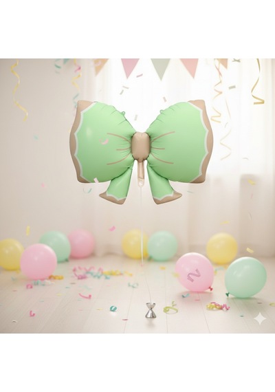 92x58 Cm Fiyonk Retro Yeşil Folyo Balon - Doğum Günü Parti Dekorasyon Balonu Çok Renkli