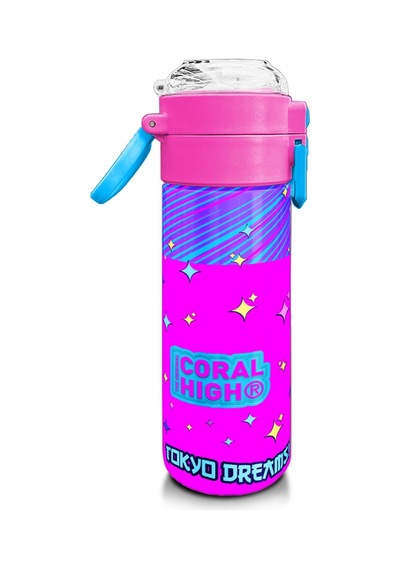 Coral High Kids Mor Pembe Mavi K-popdesenli Pipetli Ve Direkt İçim Çelik Termos 500 Ml 31831 Mor - Lila