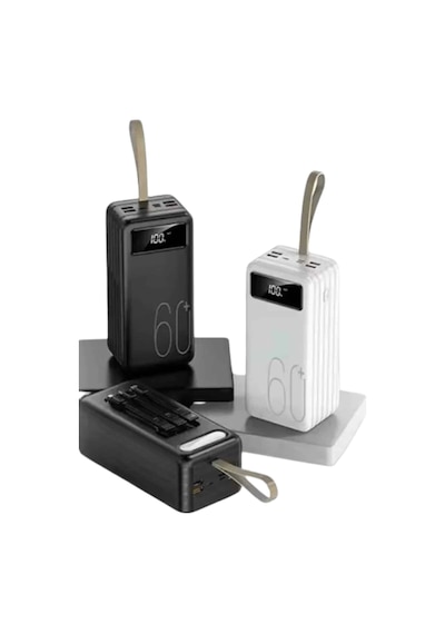 Hızlı Şarj 4 Çıkışlı Powerbank 60.000 Mah Taşınabilir Dijital Göstergeli Çok Renkli