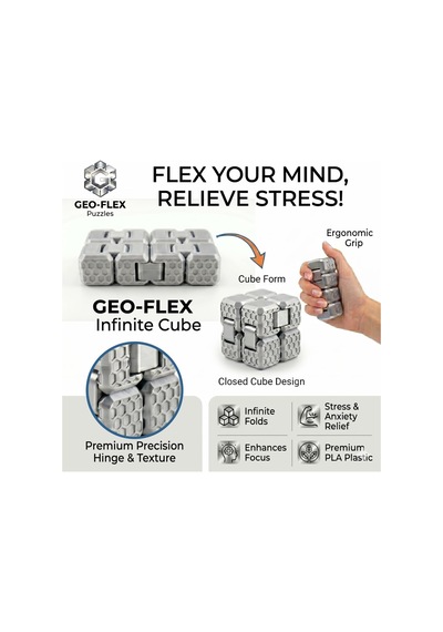 Fidget Cube Küpü - Silver - 6 Fonksiyonlu Odaklanma Ve Zihin Egzersizi