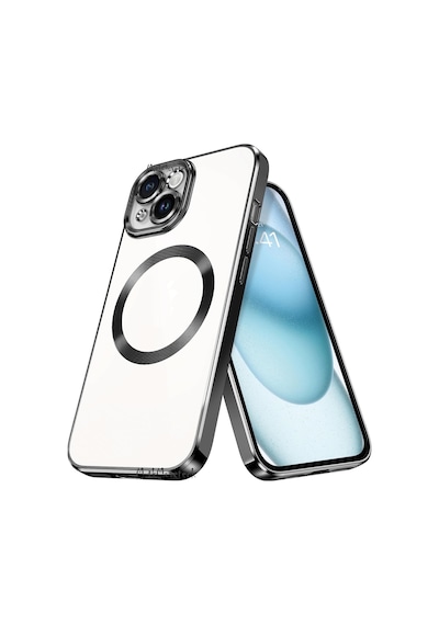 Apple iPhone Uyumlu 15 Plus Kılıf Kamera Lens Korumalı Logo Gösteren Arkası Şeffaf Kenarları Renkli Titanium Resimde Görünen