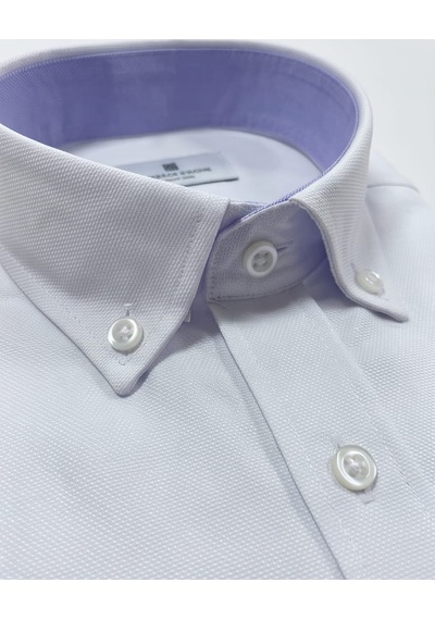 Özeniş Erkek Cepsiz Pamuklu Uzun Kollu Oxford Slim Fit Gömlek Beyaz