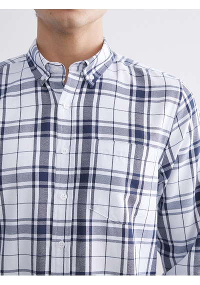Lcwaıkıkı Classic Beyaz Regular Fit Uzun Kollu Ekose Armürlü Erkek Gömlek